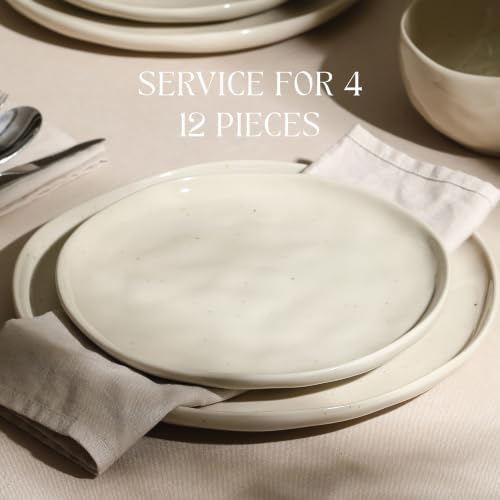 Mirella 12 Piece Stoneware Dinnerware Set (Beige / 12-Piece - Service for 4)