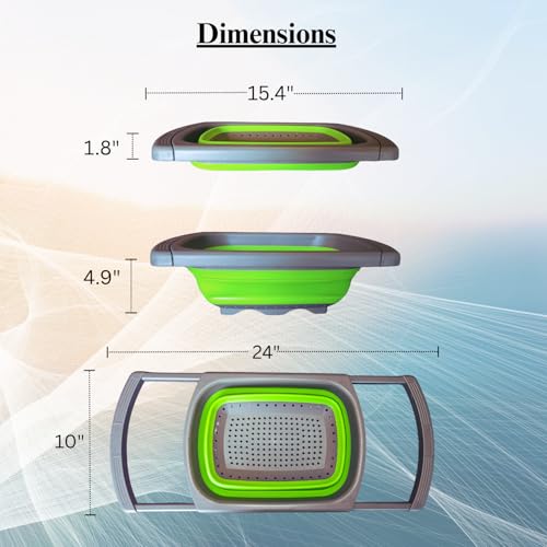2-in-1 Silicone Strainer Set | Collapsible Colander | Over the Sink Silicone Collander With Extendable Handle | Clip-on Pot Strainer for Pots and Pans| Space-Saving, Heat-Resistant (2 Count)