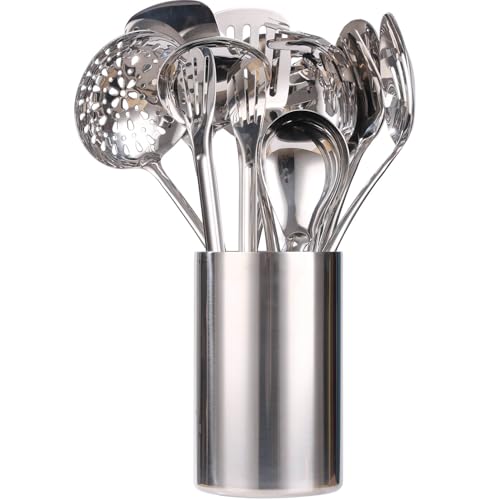18 10 Stainless Steel Kitchen Utensils Set with Holder for Countertop (12-Pieces)