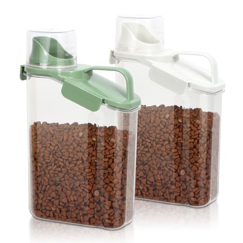 Rice Container Cereal Storage Container 2 Pack (Beige&Green 3.2+3.2Qt)