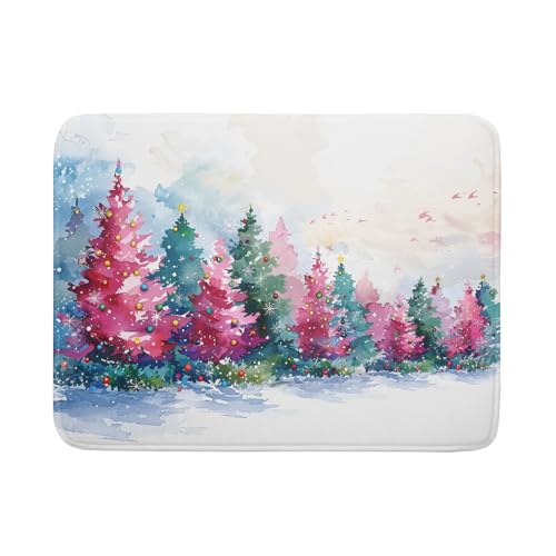 Christmas Dish Drying Mat 18 X 24 in Decorative Drainer Pad for Kitchen (Xmas Tree Painting - Multi / 24" x 18")