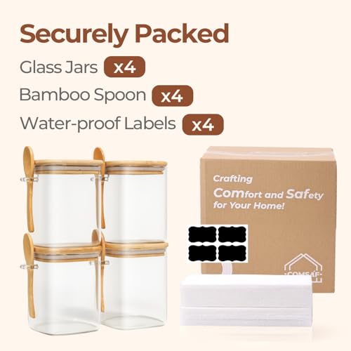 Glass Container with Spoon & Lid 0.8 Qt (4 Count)