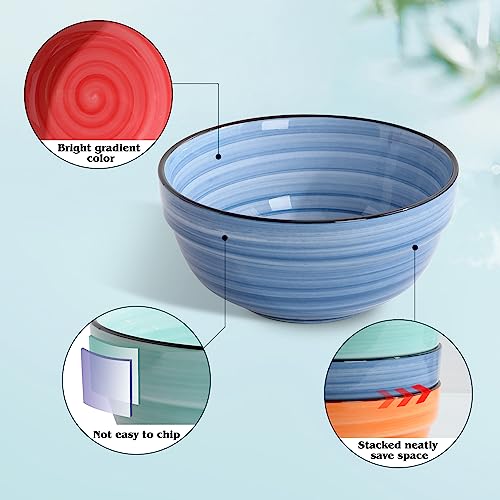 Ceramic Cereal Bowls (Multicolor 6 inch)