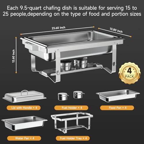 Chafing Dishes for Buffet 4 Pack (2 / Silver)