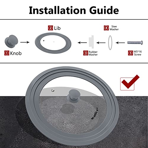 Universal Lid for Pots (2 pcs: 7 to 9 inch + 10 to 12 inch / Gray)