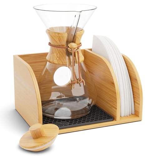 Pour Over Caddy with Lid for Chemex Bodum Cosori Coffee Makers Black (Black-1)