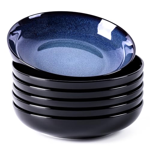 9.0" Ceramic Pasta Bowls Set of 6 (Set of 6 / Blue)