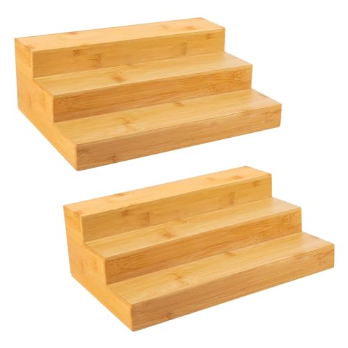 Bamboo Spice Rack Organizer for Cabinet 2 Pack