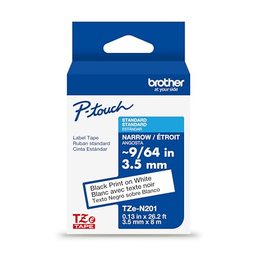 Genuine P Touch TZE (Black on White / 3.5mm (0.13”) / Pack of 1)