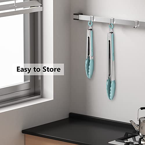 2 Pack Silicone Kitchen Tongs (Aqua Sky)