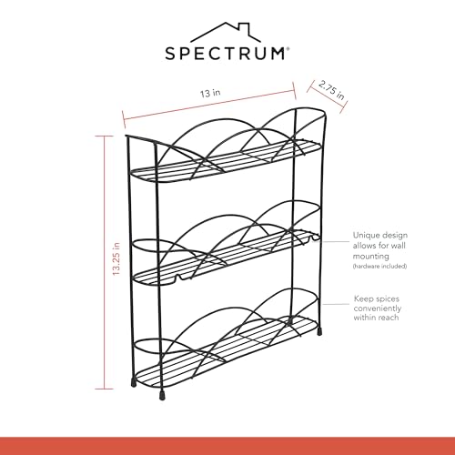 3 Tier Spice Rack Organizer Black Countertop Wire Shelf Spice Rack for Modern Kitchen Pantry Cabinet