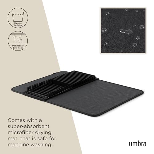 Udry Dish Drying Rack with Mat (24" x 18" / Black)