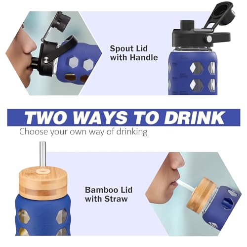 Glass Water Bottle (Bule / 32 Ounces)