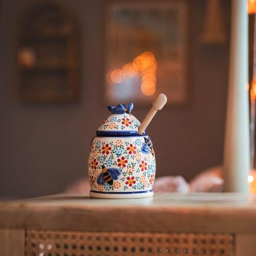 10oz Spring Delight Handmade Ceramic Honey Jar (Spring Delight)