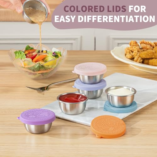 8 Pack 1.6 Oz Small Salad Dressing Containers To Go (1.6 OZ-Multicolor)