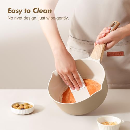 Ceramic Nonstick Sauce Pan with Lid (Ceramic Taupe / 2.5 Quarts)