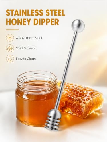 Honey Dipper 6.3 in 304 Stainless Steel Syrup Server Stick (Silver)