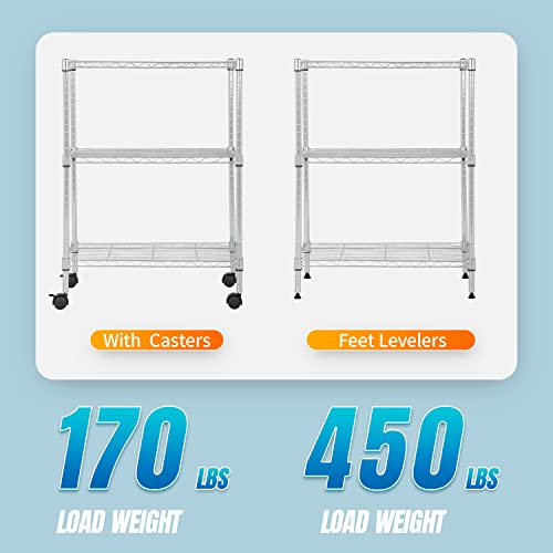 3 Tier Wire Shelf with Wheels