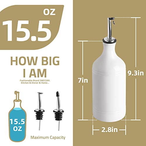 Sweejar Ceramic Olive Oil Dispenser Bottle (15.5 oz, Set of 1 / Jade)