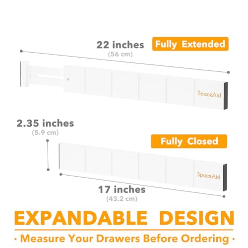 Bamboo Drawer Dividers with Inserts and Labels (2.35''H, 17''-22''L, 10 Dividers / WHITE)