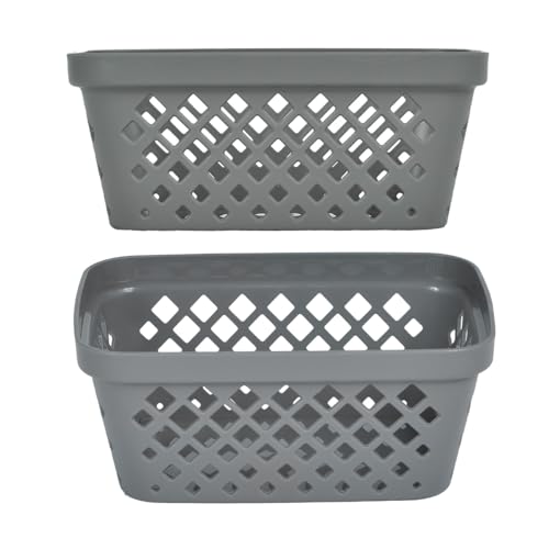Plastic Storage Basket Set (Grey / Small)