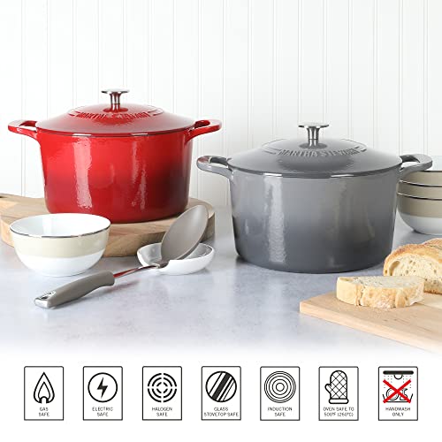 Gatwick 7 Quart Enamel Cast Iron Dutch Oven (Red Ombre / 7-Quart)