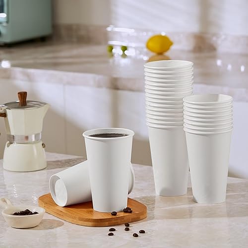 210Pack 16oz Disposable Paper Coffee Cups White Hot Coffee Cups (16oz)