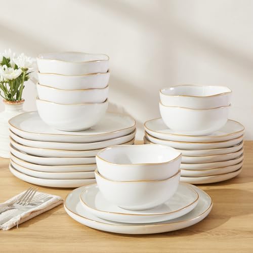 Stoneware Dinnerware Sets for 8 (White / Set (24pcs))