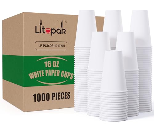 1000 pack Paper Cups 16 oz (white-16oz)