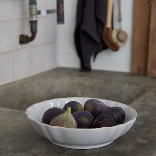 Ceramic Stoneware 13'' Pasta Serving Bowl (Impressions White / 13'' Bowl)