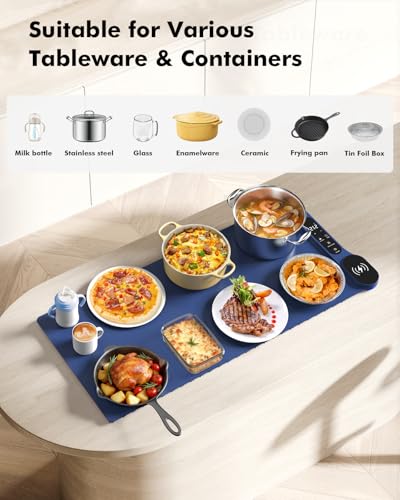 New Food Warming Mat with Wireless Charger (Blue / 34x15 Inch)