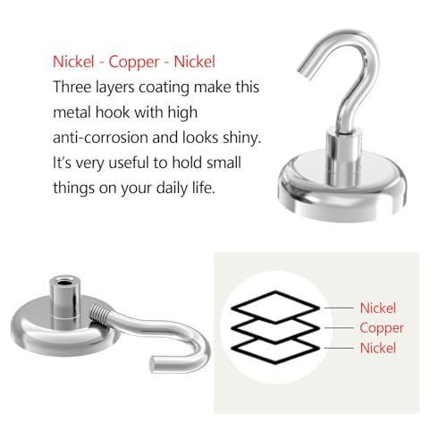 150lb Heavy Duty Magnetic Hooks with 1.42" Dia Magnetic Base (6 Count)