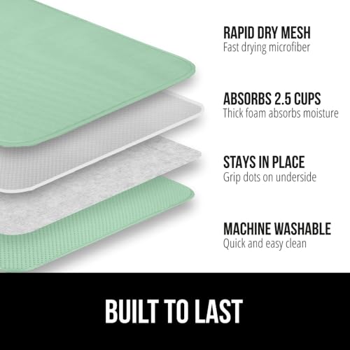 Ultra Absorbent Microfiber Dish Drying Mat (18" x 16" / Microfiber / Mint)