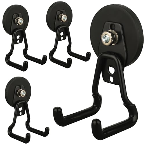Upgraded Strong Magnetic Hooks Heavy Duty (Updated 2.6in Magnet M Black Hooks 4PCS)