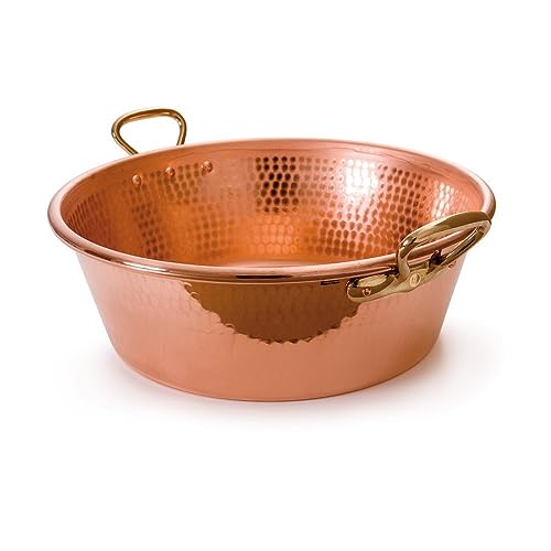 M'Passion 1.2mm Hammered Copper Jam Pan With Brass Handles (9.5 Quarts / Copper)