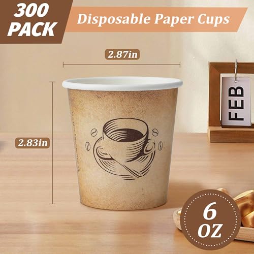 300 Pack 6 oz Small Coffee Cups Disposable Paper Espresso Cups (6OZ-300)