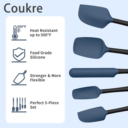Silicone Spatula Set of 5 (Dark Blue Black)
