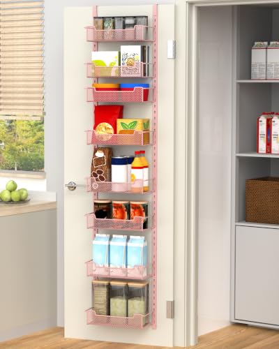 12.3" W Narrow Over the Door Pantry Organizer (Pink / 12.3"W 8-Tier)