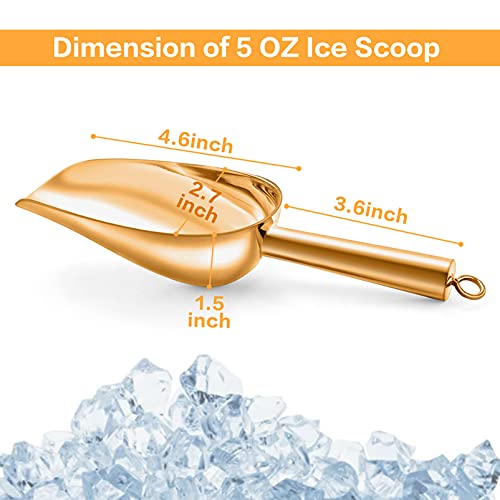 Ice Scoop 5oz Stainless Steel Canister Small Ice Candy Scoops (2 Count)