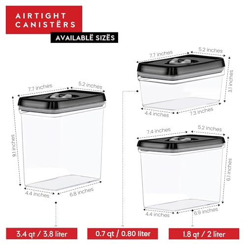 Large Airtight Food Storage Containers (07 - 3.8 liters & 0.77 liter (Set of 4))