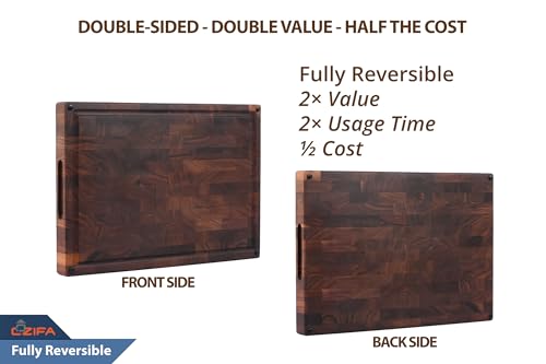American Dark Walnut Wood Cutting Board 17"x12"x1.6" for Kitchen with Juice Groove (17 x 12 x 1.6 in / Black Walnut)