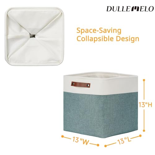 Storage Bins 4 Pack Of 13x13x13 Decorative Storage Cube Bins Suit Office (White&Dark Green / L-13"x 13"x 13")