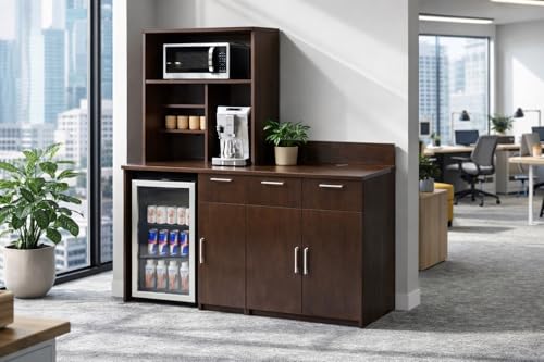 Door Storage Cabinet with Mini Fridge Space (72" W – Door + Fridge + Hutch)