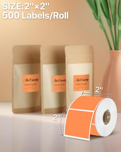 2"x2" Orange Square Thermal Labels