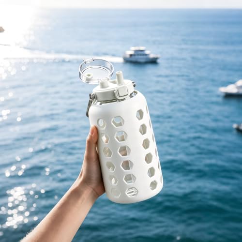 84 oz Glass Water Bottle (White / 84 Ounces)