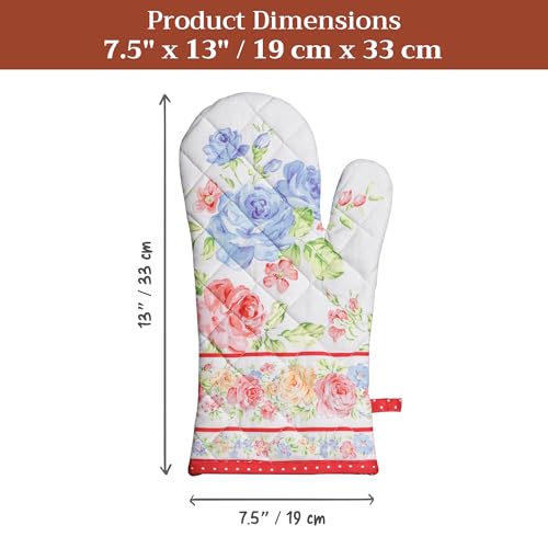 Maison d'Hermine Oven Gloves 100% Cotton Oven Mitt (006 - Vintage Floral / 7.5" x 13" (Oven Mitt))