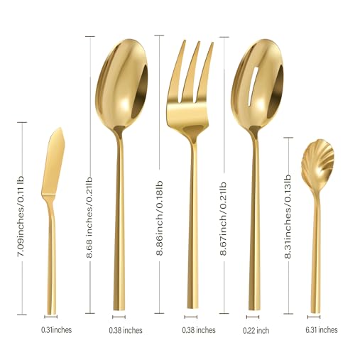 Gold Silverware with Hexagon Handle 65 (Gold / 65 Pcs)