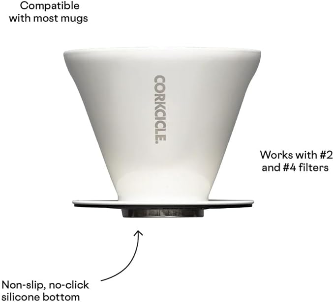 Corkcicle Pour Over - Pour Over Coffee Maker for Your Home - Insulated Stainless Steel - BPA Free - Easy to Clean - Non-Slip Silicone Base - Fits Any Mug - Tool for a Home Barista - Oat Milk