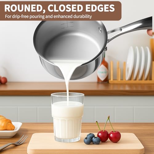 3 Ply Stainless Steel Sauce Pan Set with Lids (1 + 2 + 3 Quarts)