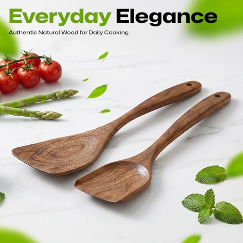 2 Piece Teak Wooden Spatula Set